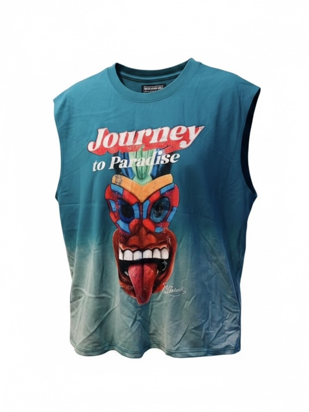 NWT Journey to Paradise Teal Graphic Muscle Tee